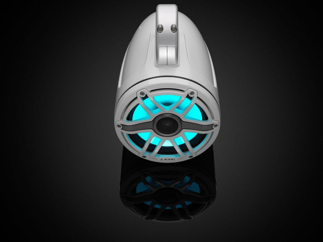 JL Audio JLM6770ETXV3GWSGWGWI: 7.7" M6-Series LED RGB Gloss White Sport Enclosed Tower Coaxial Marine Speaker System