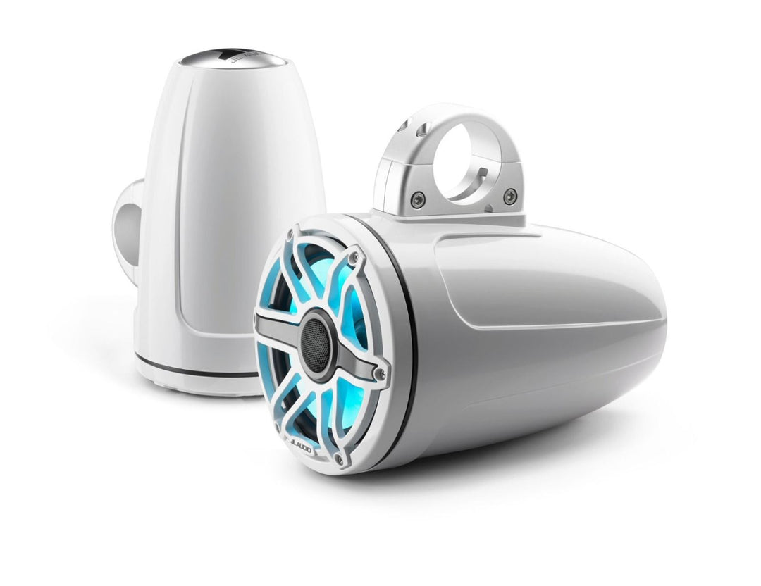 JL Audio JLM6770ETXV3GWSGWGWI: 7.7" M6-Series LED RGB Gloss White Sport Enclosed Tower Coaxial Marine Speaker System