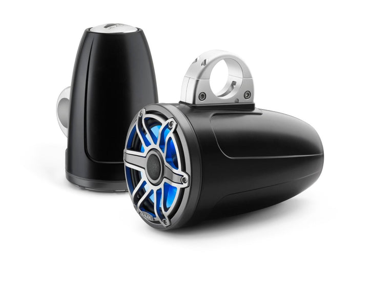 JL Audio JLM6770ETXV3SBSGMTII: 7.7" M6-Series LED RGB Satin Gun Metal Titanium Sport Enclosed Tower Coaxial Marine Speaker System