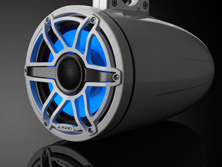 JL Audio JLM6880ETXV3GWSGWGWI: 8.8" M6-Series LED RGB Gloss White Sport Enclosed Tower Coaxial Marine Speaker System