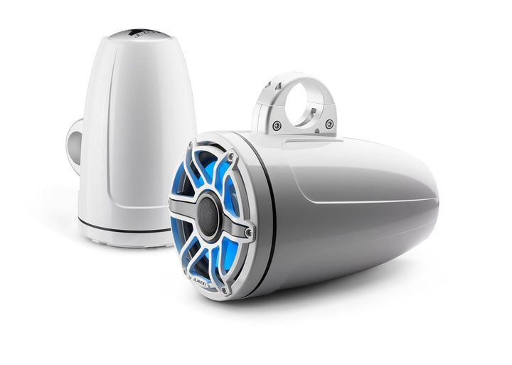 JL Audio JLM6880ETXV3GWSGWGWI: 8.8" M6-Series LED RGB Gloss White Sport Enclosed Tower Coaxial Marine Speaker System