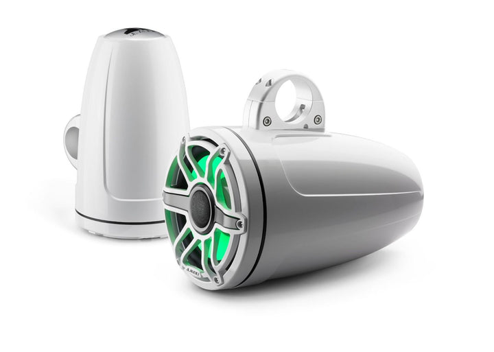 JL Audio JLM6880ETXV3GWSGWGWI: 8.8" M6-Series LED RGB Gloss White Sport Enclosed Tower Coaxial Marine Speaker System