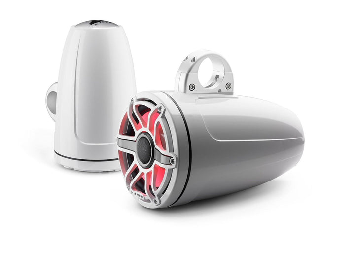 JL Audio JLM6880ETXV3GWSGWGWI: 8.8" M6-Series LED RGB Gloss White Sport Enclosed Tower Coaxial Marine Speaker System