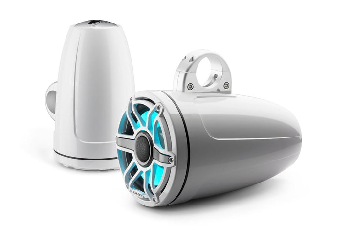 JL Audio JLM6880ETXV3GWSGWGWI: 8.8" M6-Series LED RGB Gloss White Sport Enclosed Tower Coaxial Marine Speaker System
