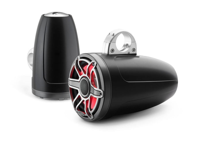 JL Audio JLM6880ETXV3SBSGMTII: 8.8" M6-Series LED RGB Satin Gun Metal Titanium Sport Enclosed Tower Coaxial Marine Speaker System