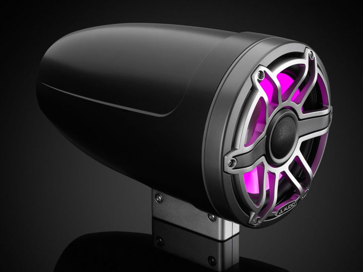 JL Audio JLM6880ETXV3SBSGMTII: 8.8" M6-Series LED RGB Satin Gun Metal Titanium Sport Enclosed Tower Coaxial Marine Speaker System