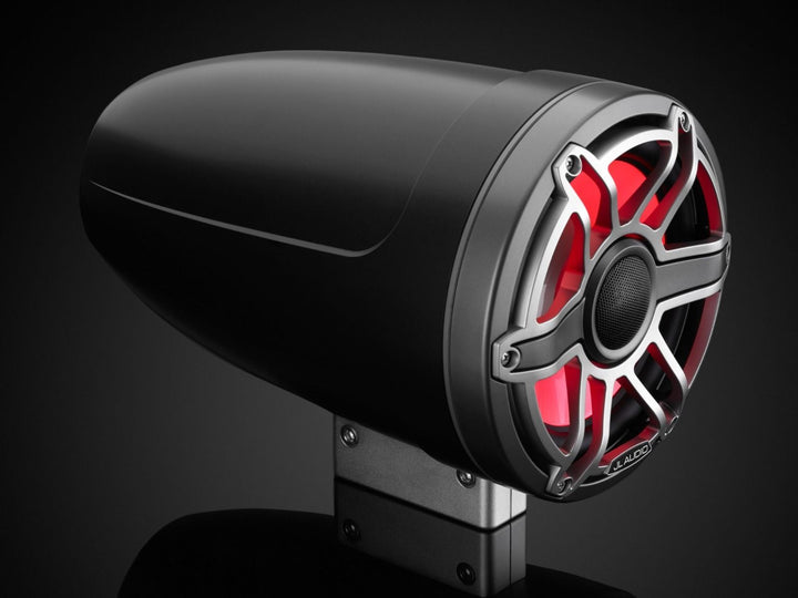 JL Audio JLM6880ETXV3SBSGMTII: 8.8" M6-Series LED RGB Satin Gun Metal Titanium Sport Enclosed Tower Coaxial Marine Speaker System