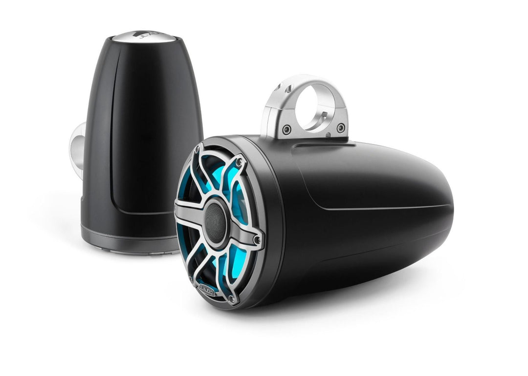 JL Audio JLM6880ETXV3SBSGMTII: 8.8" M6-Series LED RGB Satin Gun Metal Titanium Sport Enclosed Tower Coaxial Marine Speaker System