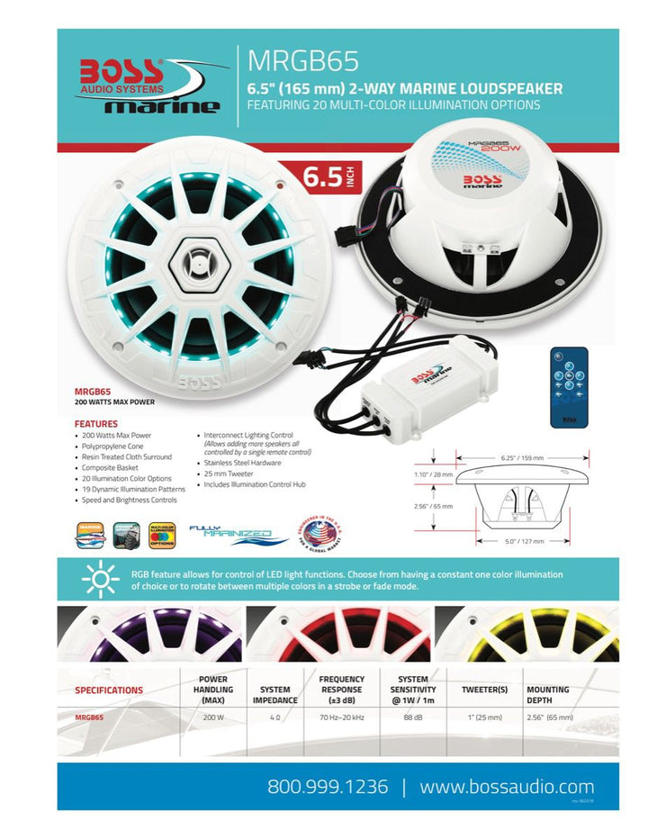 Boss Audio MRGB65: 6.5" 350 W 2-Way White Marine Loudspeaker
