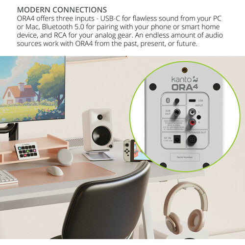 Kanto ORA4MW: White Powered Reference Speakers