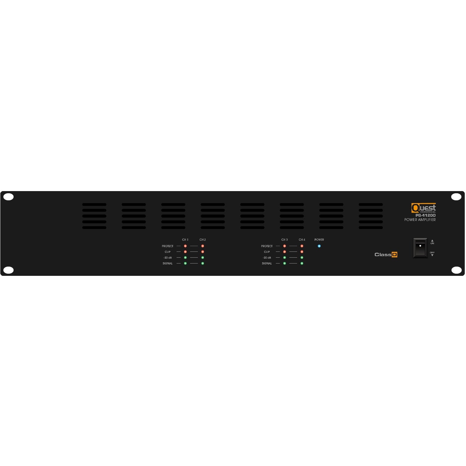 Quest Commercial PB-4300D: 4-Channel 4 x 300 W Class-D Power Amplifier ...