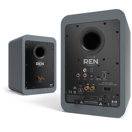 Kanto RENMG: Grey Powered Bookshelf Speakers