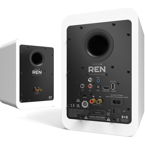 Kanto RENMW: White Powered Bookshelf Speakers