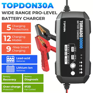 Topdon T30000: 6 / 12 / 24 V Tornado Smart Battery Charger / Power Supply