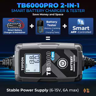 Topdon TB6000PRO: 6 / 12 V Smart Battery Charger / Tester