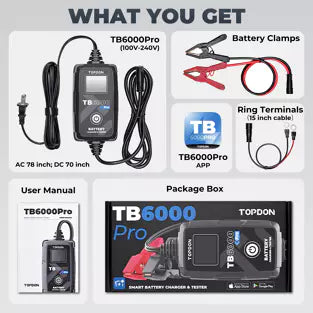 Topdon TB6000PRO: 6 / 12 V Smart Battery Charger / Tester
