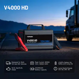 Topdon V4000HD: 4000 A 12 / 24 V Heavy Duty Jump Starter