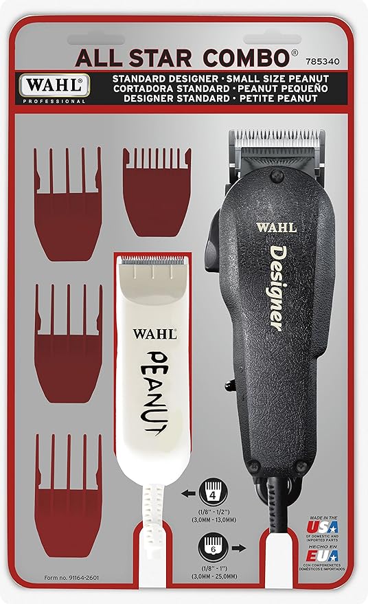 Wahl Professional All Star Clipper/Trimmer Combo #56169: Features Black Designer Clipper and Peanut Trimmer, Includes Accessories