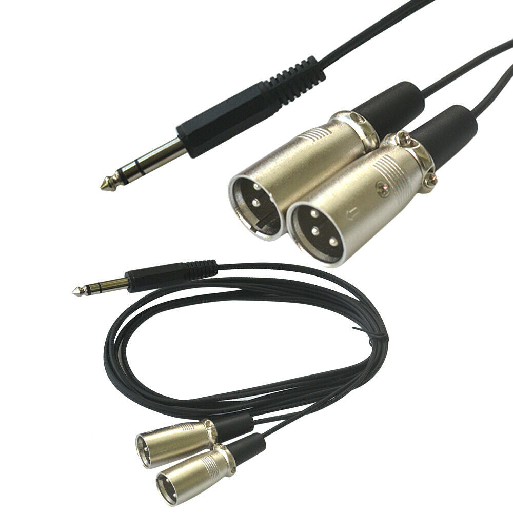 004 RAP:1/4"TRS Stereo Plug To 2xXLR Male Cable 1FT