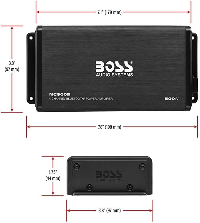 Boss Audio ASK904B.64 :  Marine 500 Watt 4 Channel Amplifier / 6.5 Inch Speaker Bluetooth System, Bluetooth Remote, USB Auxiliary Interface Mount, Waterproof Pouch