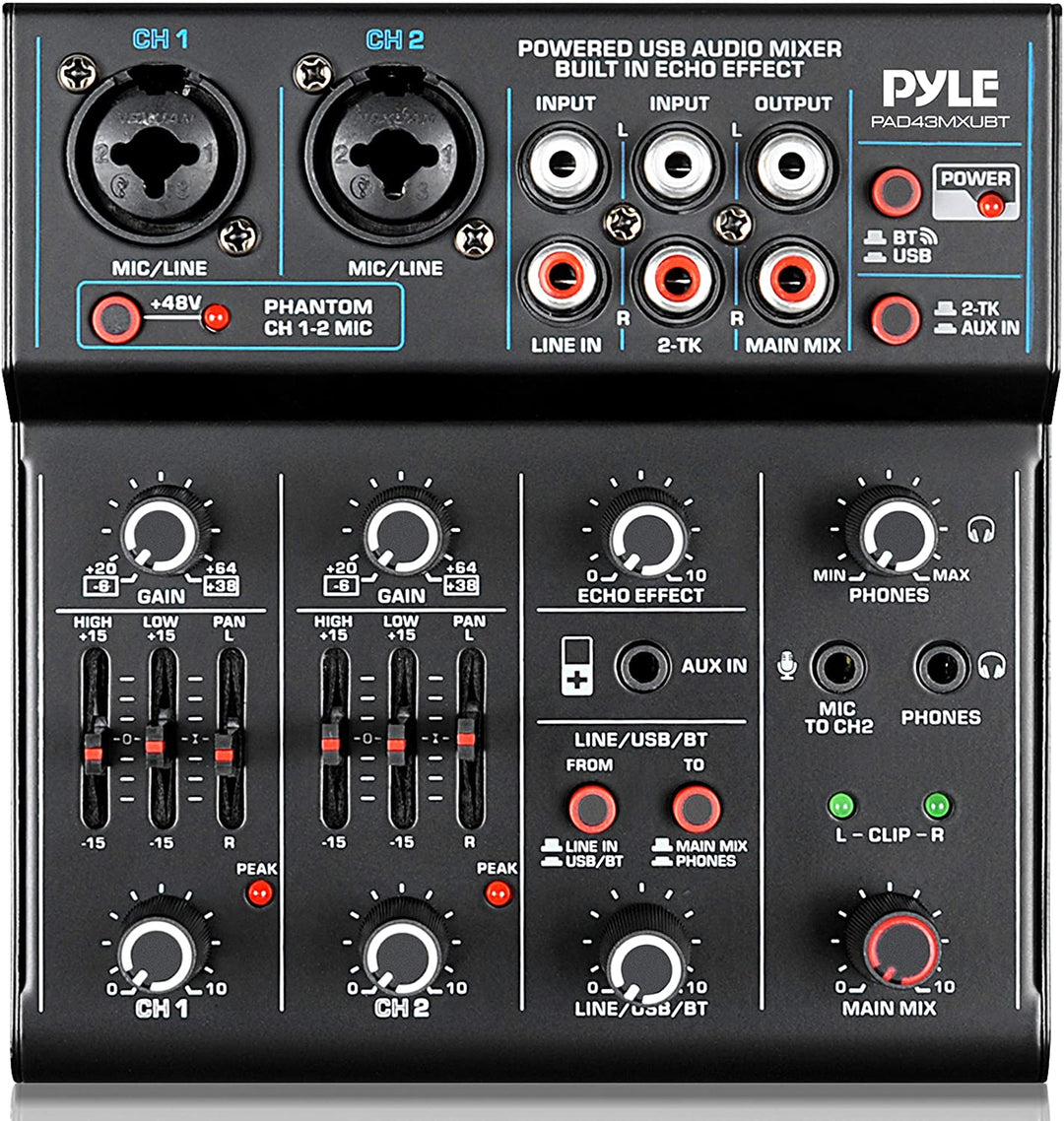 Pyle PAD43MXUBT: Professional Wireless DJ Audio Mixer