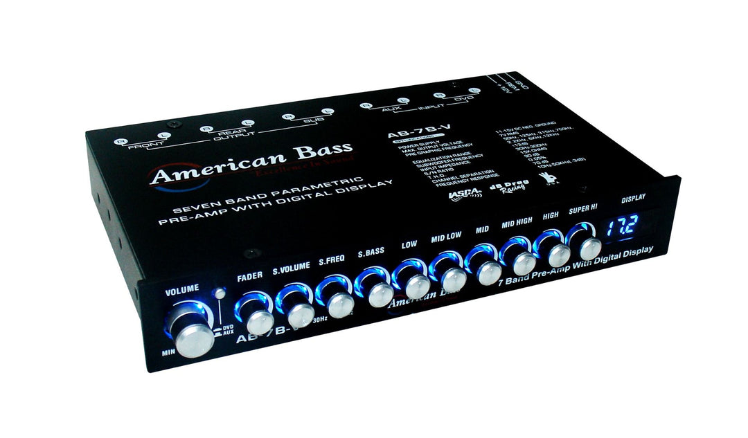 American Bass: AB-7B-V High End 7 Band Equalizer Voltage Display