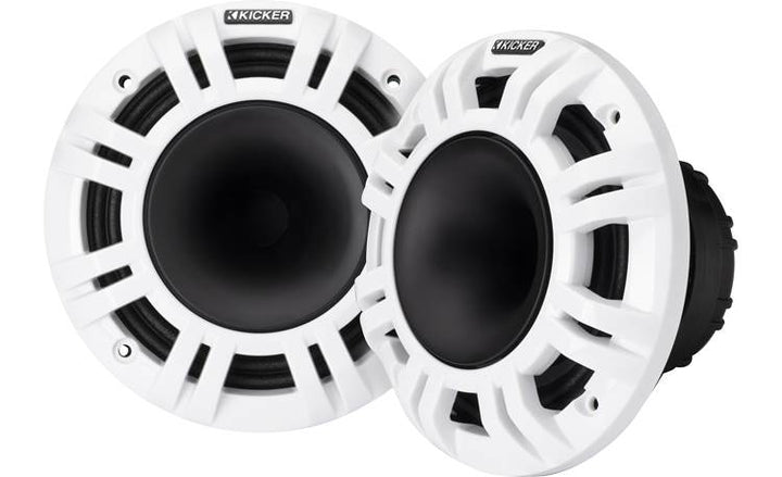 KICKER 48MXL654: 6-1/2" marine speakers with white and grey grilles