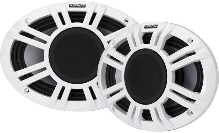 Kicker 48KMXL694: 6" x 9" marine speakers with white and grey grilles