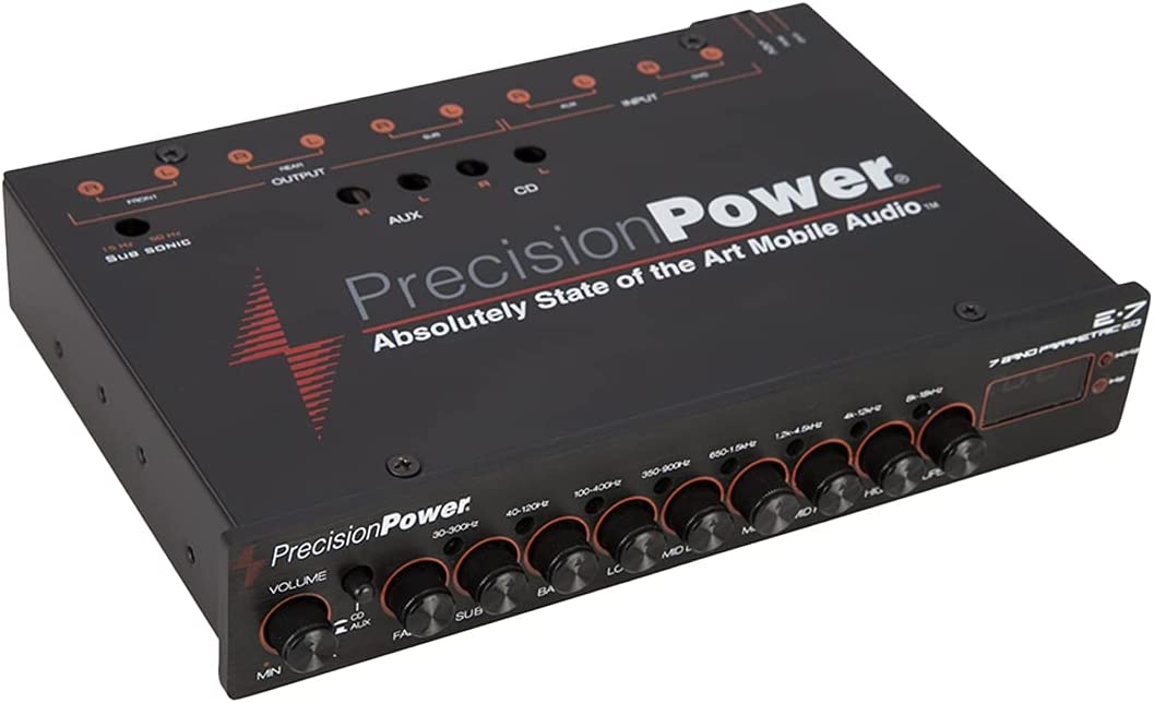 Precision Power E.7: 1/2 DIN 7-Band Parametric Equalizer with LED Display