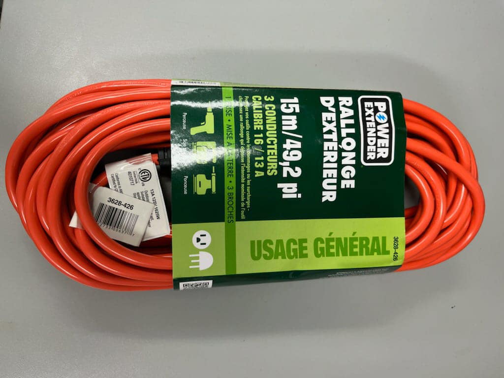 Power Extender 3628-426: SJTW Orange Outdoor Extension Cord - 15 m