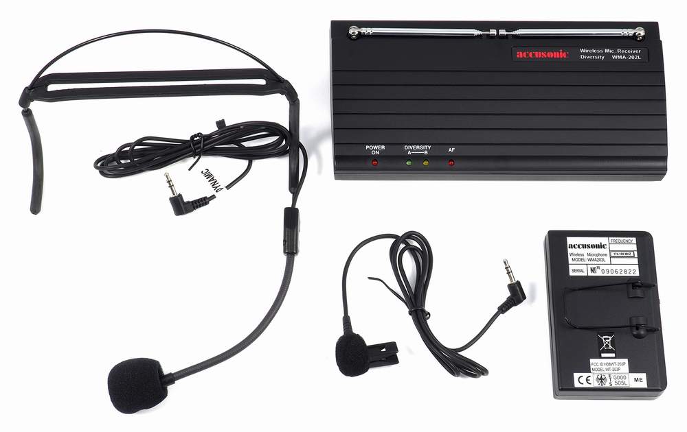 WMA-202L: Accusonic Lapel/ Headset Wireless Microphone with Body pack